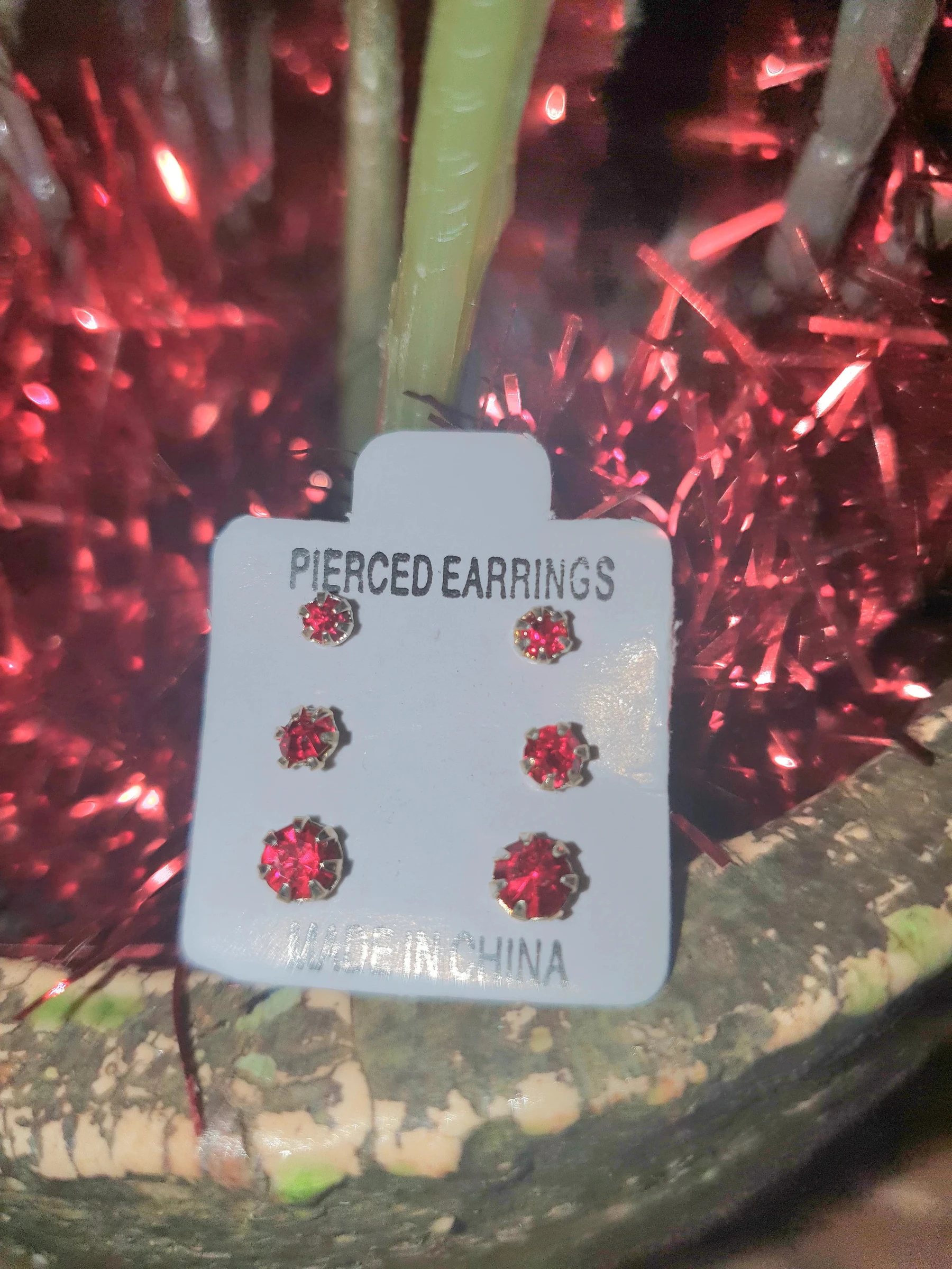 Lots de 3 boucle d'oreille rouge